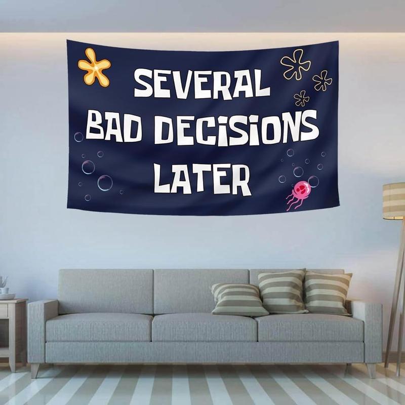 TikTok Shop Several Bad Decisions Later Flag 40x60 inch Cool Funny Tapestry for College Dorm Room Guys Man Cave Frat Bedroom