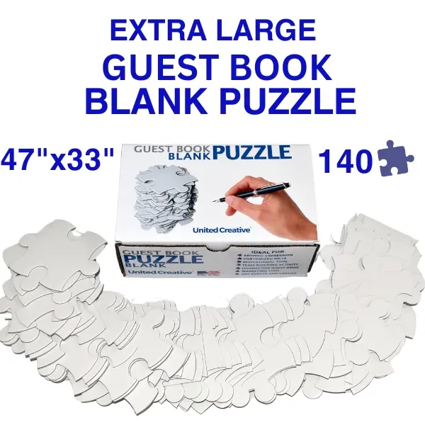 Extra Large Guest Book Blank Puzzle 47x33 inches, 140 Pieces - Ideal For Wedding Birthday Party Events, DIY Art Craft Projects, Guest Book Alternative