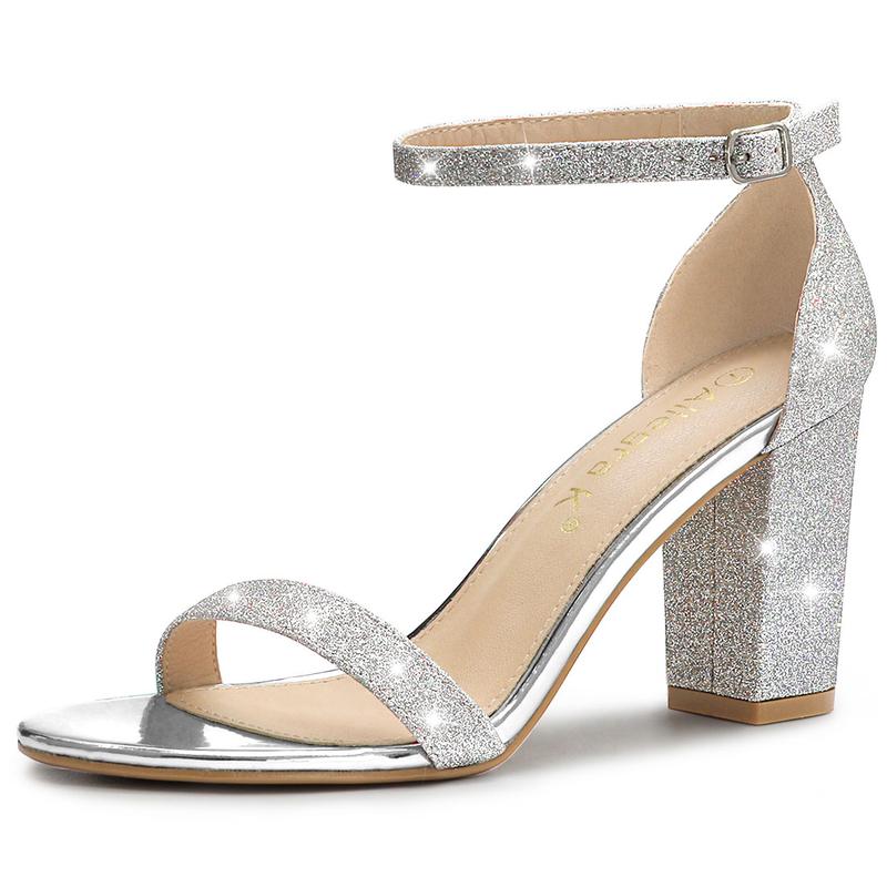 Glitter chunky heel best sale