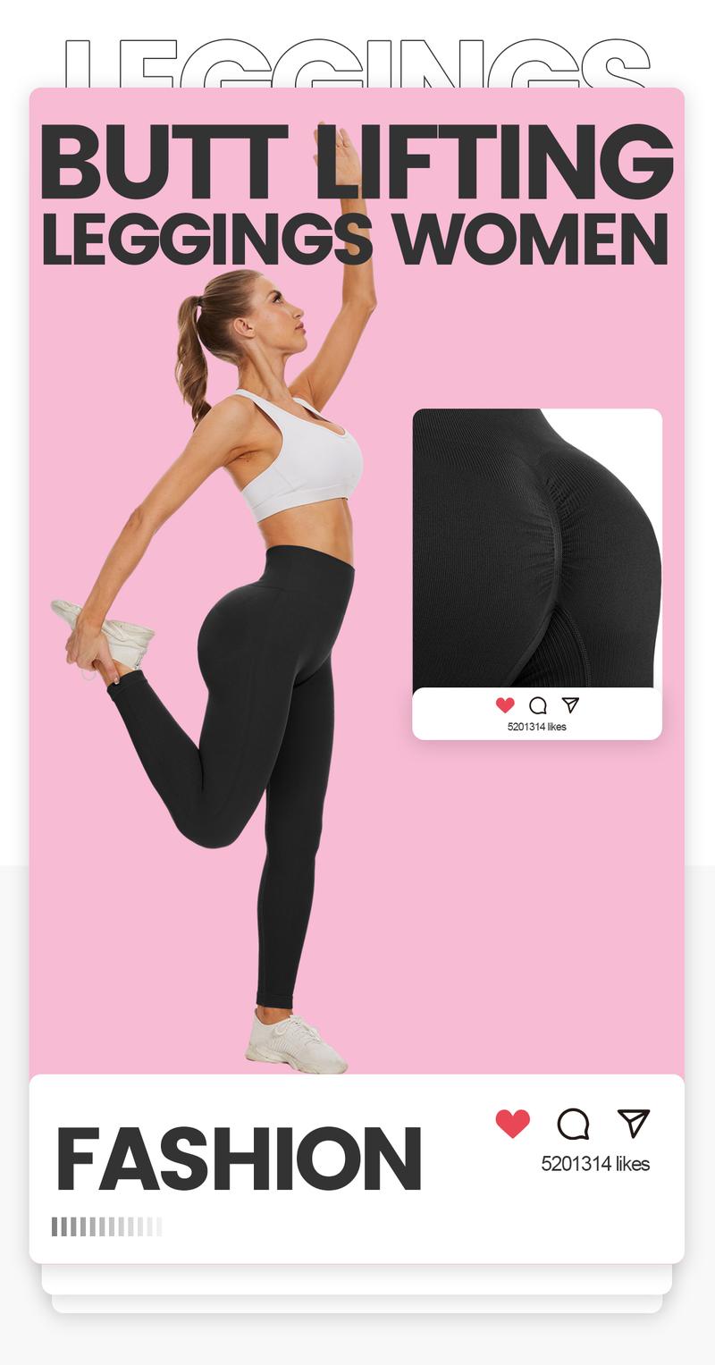 SHOWITTY Women Butt Lifting Ribbed Seamless Leggings High Waisted Workout  Gym Yoga Pants