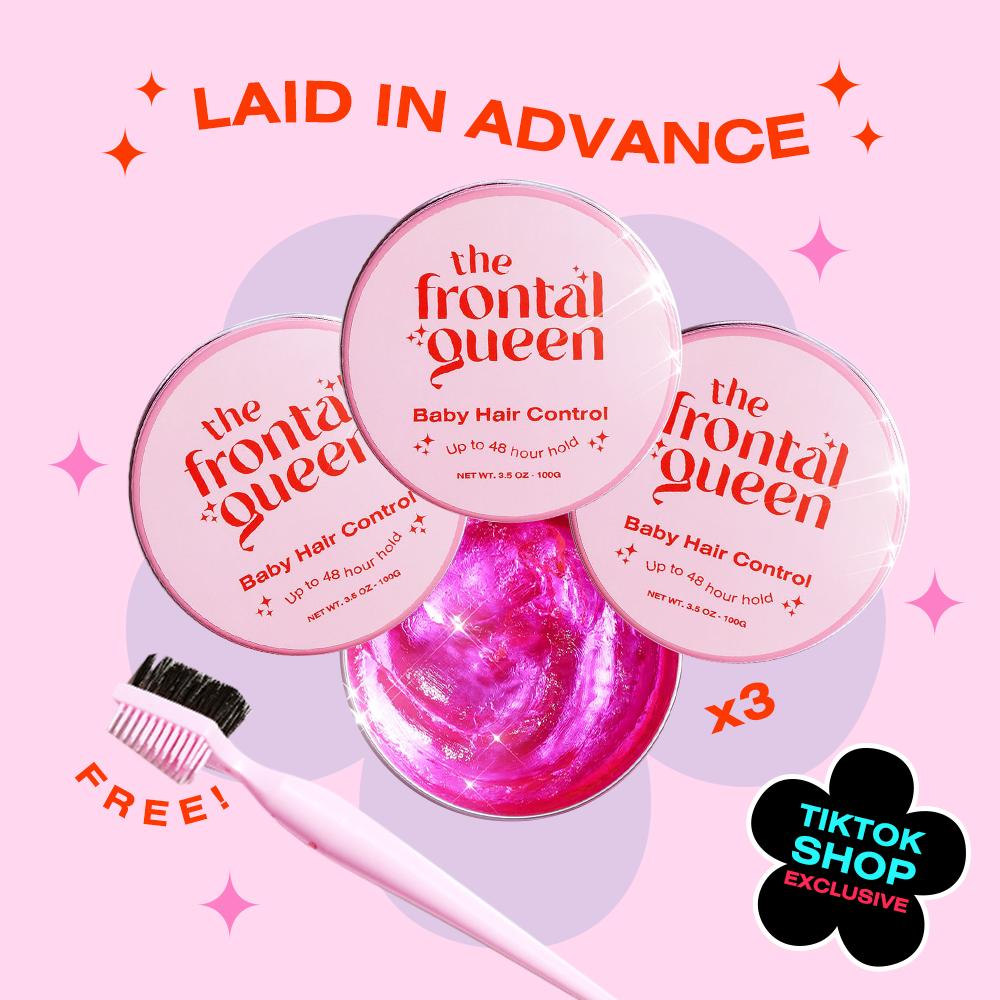The Frontal Queen LAID IN ADVANCE KIT-  Edge Control Kit with 1 Year Supply of Baby Hair Control and FREE Precision Edge Brush | Smooth Hold, No White Cast, No Build-Up for Baby Hairs and Natural Edges and Slick Back Styles on Natural Hair and Wigs