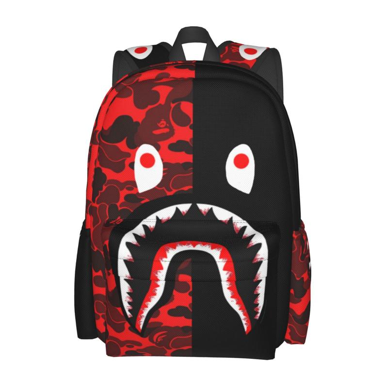 TikTok Shop Backpack Shark Camo Red Camo Backpacks 3D Print Travel Laptop Daypack Bookbag Fashion Durable for Men and Women