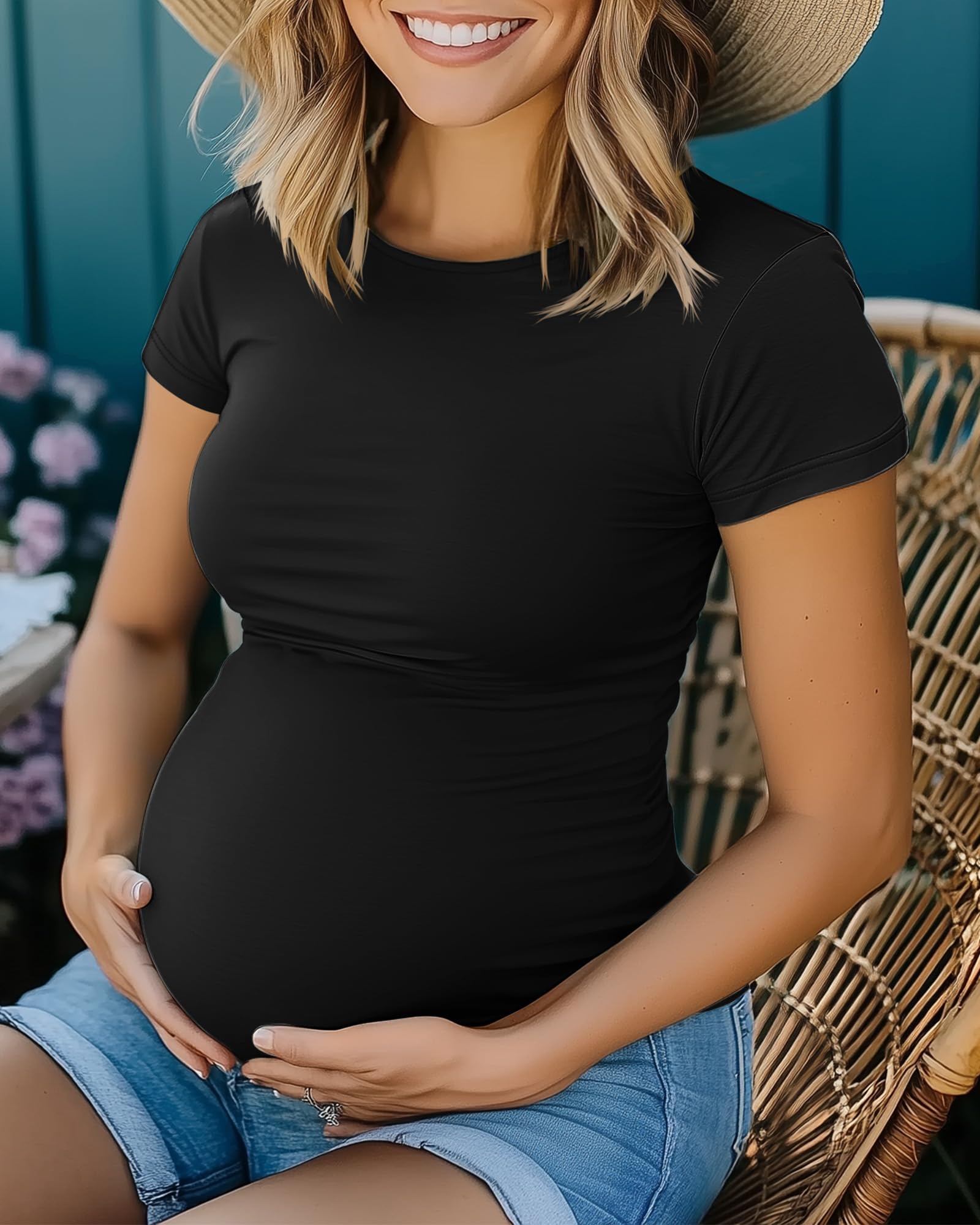 Side Ruched Maternity T-Shirt – Soft Crew Neck, Short Sleeve Tee, Casual Pregnancy Top 3 eac64b4774f24096bb4a40127b4b6e93~tplv omjb5zjo8w origin jpeg