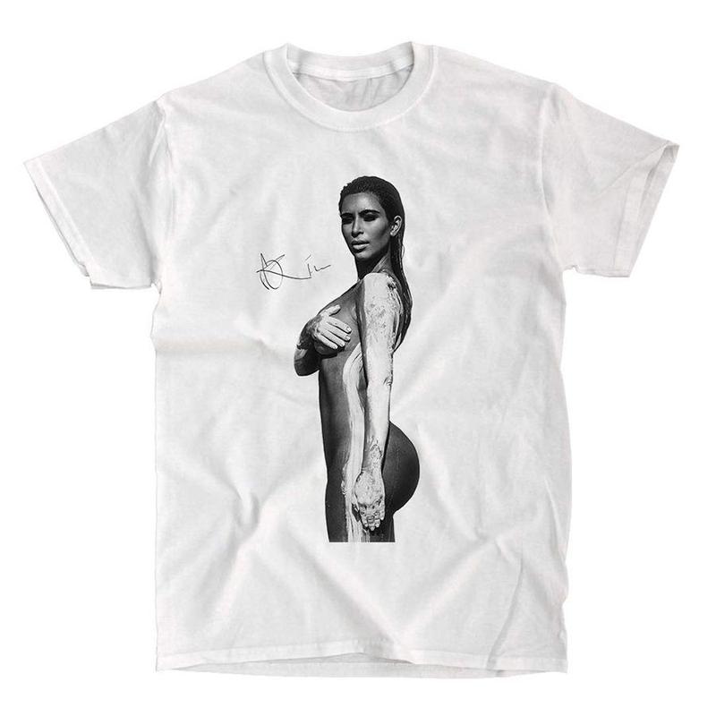 TikTok Shop Kim Kardashian Body Painted Shirt Kim Kardashian White Tee GG1