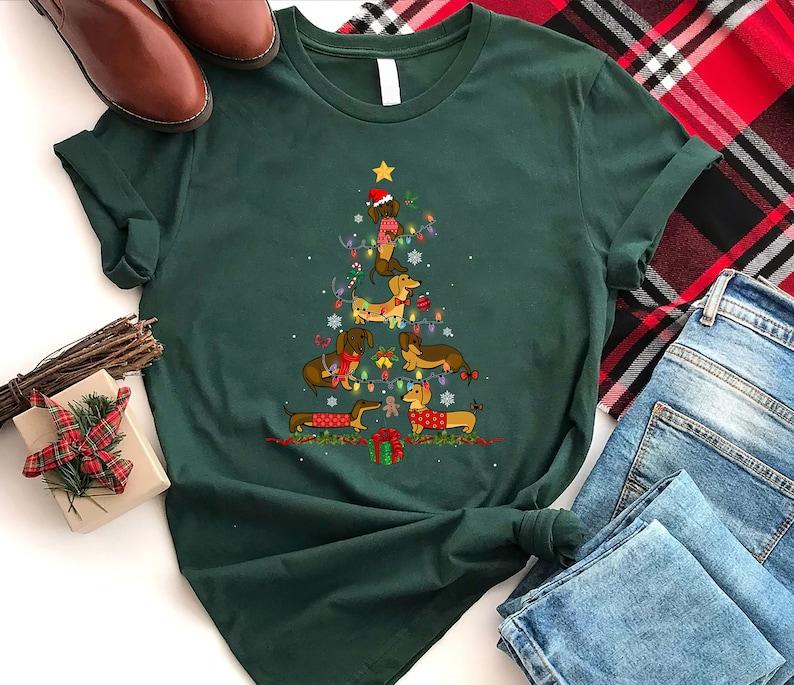 Dachshund christmas tree shirt hotsell