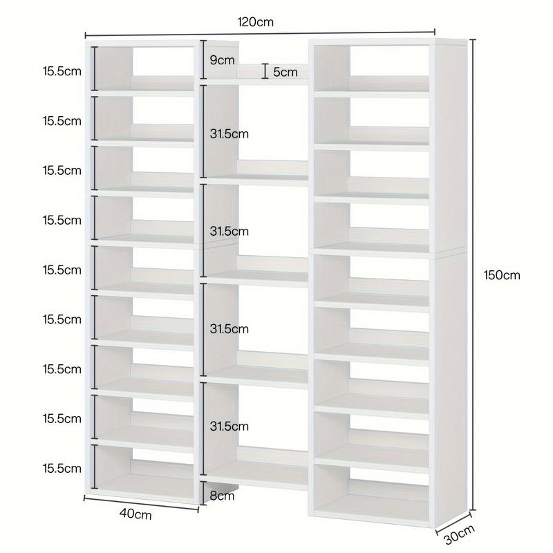 TikTok Shop LITTLE TREE 14 Tier Shoe Rack Freestanding Tall Shoe Shelf White Wooden Shoe Storage Cabinet with 22 Open Cubbies 46 Pairs Wide Entryway Shoe Organizer Shoe Cabinet for Entryway Living Roo...