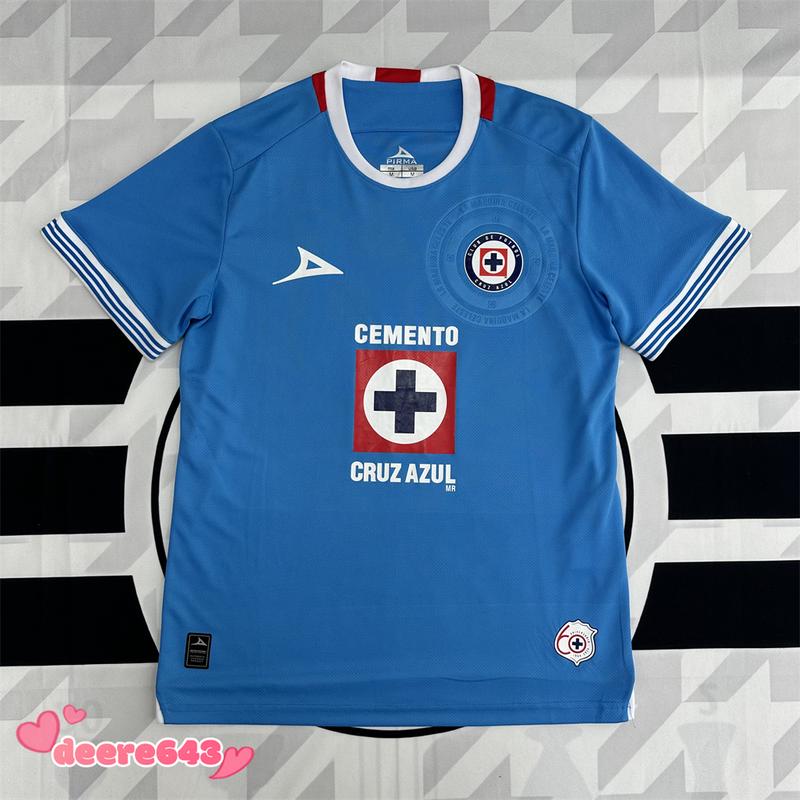 2425 Mexico CRUZ AZUL Home Short Sleeve Top Retro Soccer Jerseys ...