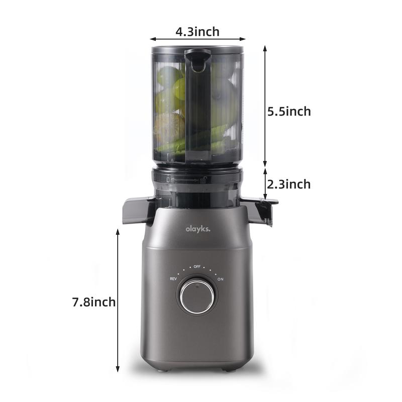 Product Introduction of Olayks Slow Masticating Juicer, Juice and Pulp Separator, Automatic Cold Press Juicer for Home, Large Chute Fruit Juice Extractor, Easy to Clean, gift 0