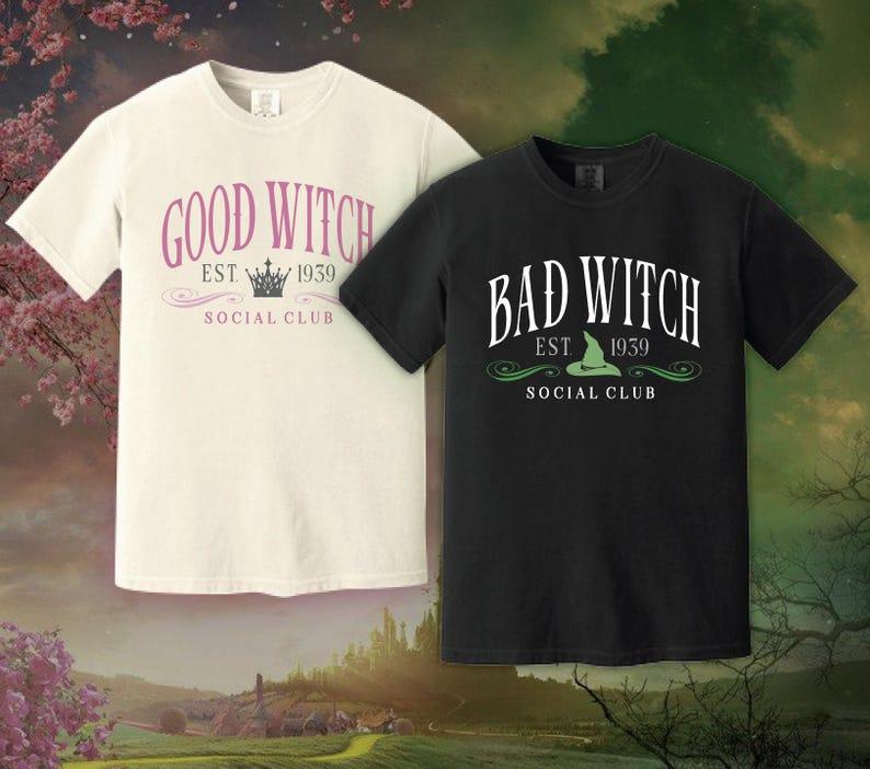 TikTok Shop GOOD Witch BAD Witch Social Club Crewneck Sweatshirt or T Shirt Cute Womens Halloween Sweatshirt Besties Fall Shirt