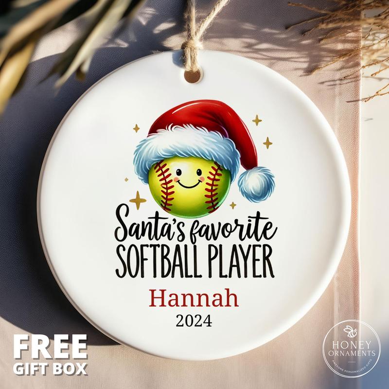 Girl softball player christmas ornament fashion