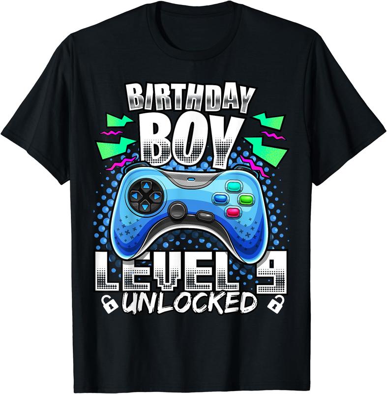 Level 9 Unlocked Video Game 9th Birthday Gamer Gift Boys T-Shirt Level 9 Unlocked Video Game 9th Birthday Gamer Gift Boys T-Shirt
