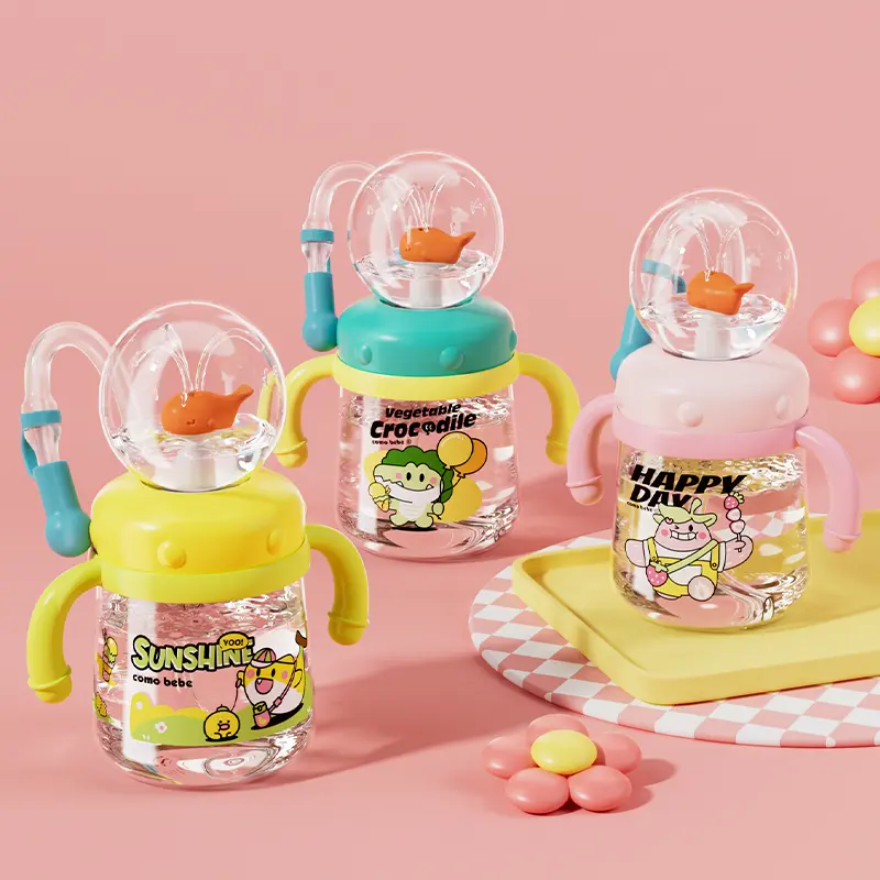 【COMOBEBE】Spill-Proof Tritan Whale Fountain Sippy Cup, 10oz Unique Drinkware for Kids. Perfect Gift for Everyday Drinks and Fun Hydration