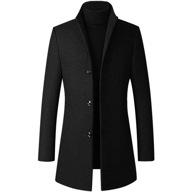 TikTok Shop Men s Trench Woolen Coat Winter Stylish Long Slim Fit Luxury Wool Blend Topcoat Business Down Jacket