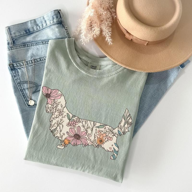 Dachshund Mom Shirt Dachshund Shirt Floral T-Shirt Dachshund Mom Shirt Dachshund Shirt Floral T-Shirt