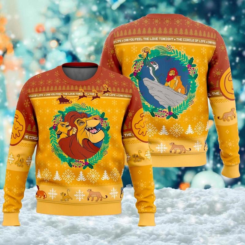 TikTok Shop The Lion King Ugly Christmas Sweater Lion King Santa Xmas Sweatshirt Lion Movie Xmas Sweatshirt Christmas Gift For Men Women Kid