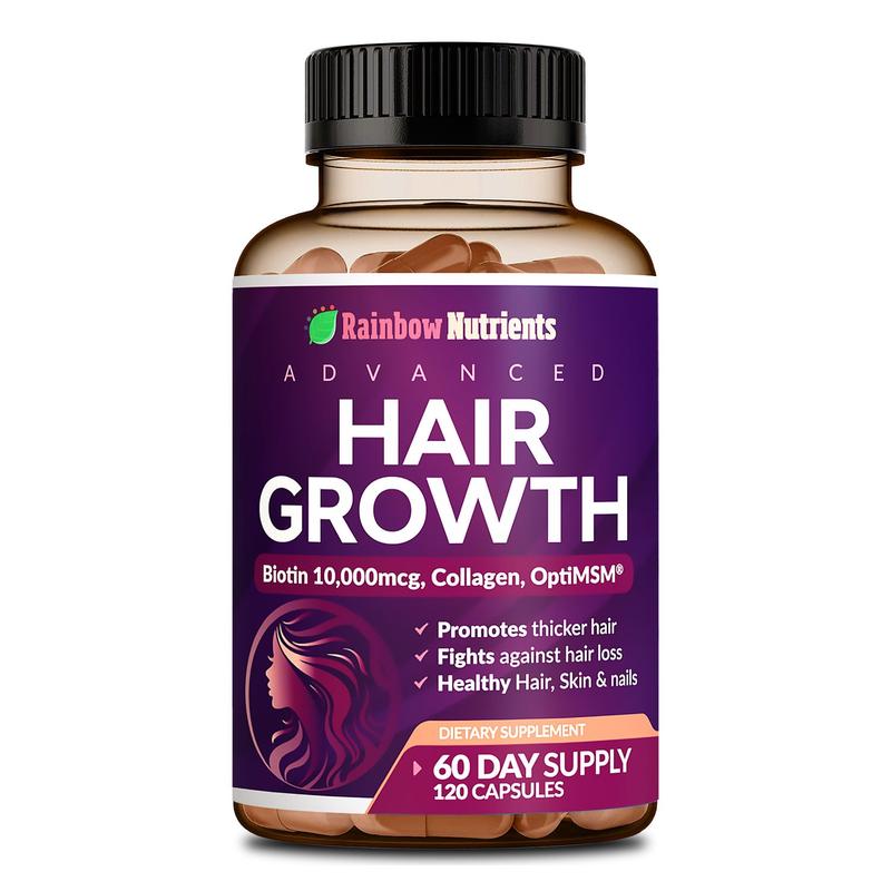 24-in-1 advanced hair growth vitamins | biotin 10,000mcg, collagen, patented optimsm, gomct, saw palmetto | naturally regrow stronger & healthier hair, skin and nails | stops hair loss | 60 day supply